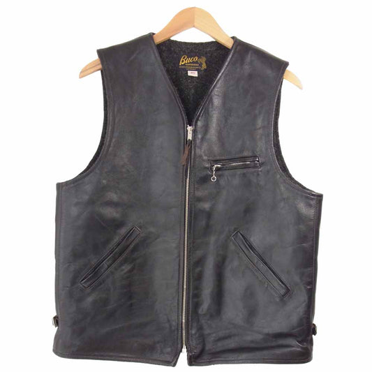 The REAL McCOY'S ザリアルマッコイズ BJ20101 BUCO LEATHER ALPACA VEST ブコ ホースハイド アルパカ裏 ベスト ブラック系 40【美品】【中古】