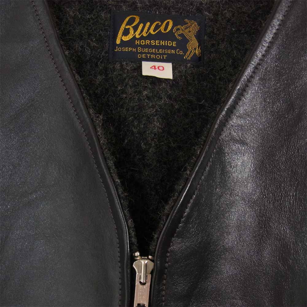 The REAL McCOY'S ザリアルマッコイズ BJ20101 BUCO LEATHER ALPACA VEST ブコ ホースハイド アルパカ裏 ベスト ブラック系 40【美品】【中古】