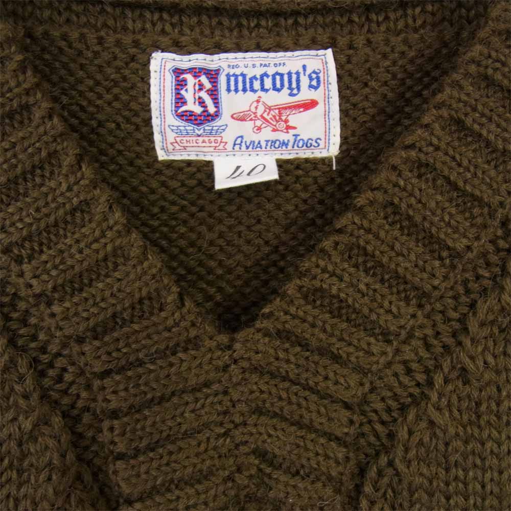 The REAL McCOY'S ザリアルマッコイズ SWEATER SLEEVELESS ニット ベスト カーキ系 40【中古】