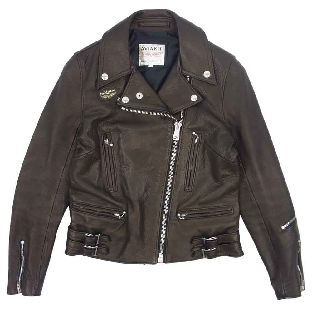 The REAL McCOY'S ザリアルマッコイズ × ルイスレザー Lewis Leathers Lightning Lady's ライトニング レディース ライダース ディアスキン ジャケット ブラック系 34【中古】