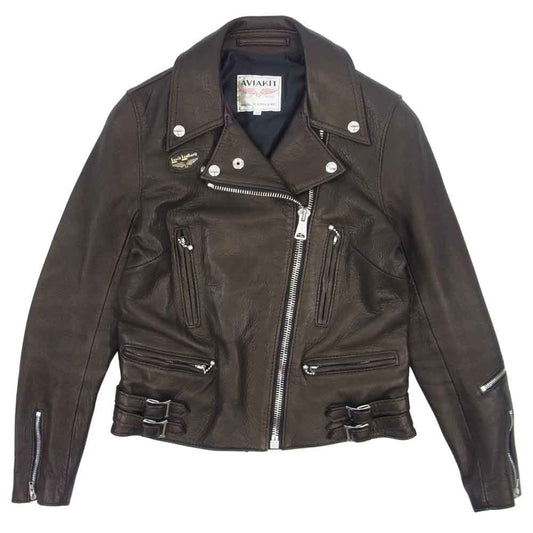 The REAL McCOY'S ザリアルマッコイズ × ルイスレザー Lewis Leathers Lightning Lady's ライトニング レディース ライダース ディアスキン ジャケット ブラック系 34【中古】