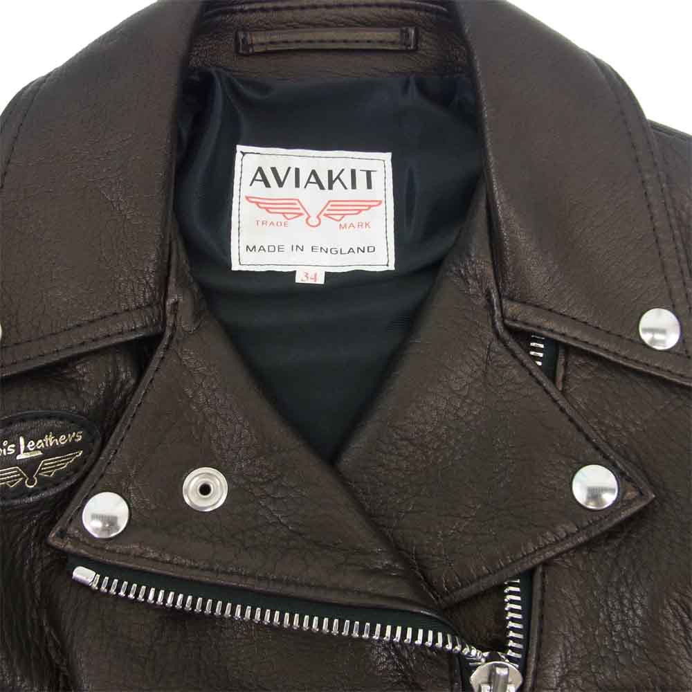The REAL McCOY'S ザリアルマッコイズ × ルイスレザー Lewis Leathers Lightning Lady's ライトニング レディース ライダース ディアスキン ジャケット ブラック系 34【中古】