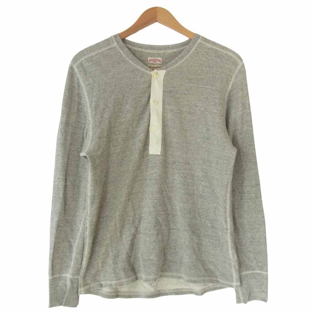 The REAL McCOY'S ザリアルマッコイズ DOUBLE DIAMOND ダブルダイヤモンド ヘンリーネック 長袖Ｔシャツ カットソー グレー系 M【中古】