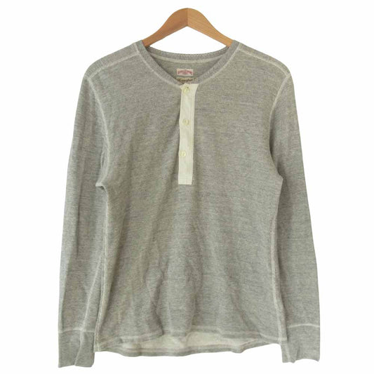 The REAL McCOY'S ザリアルマッコイズ DOUBLE DIAMOND ダブルダイヤモンド ヘンリーネック 長袖Ｔシャツ カットソー グレー系 M【中古】