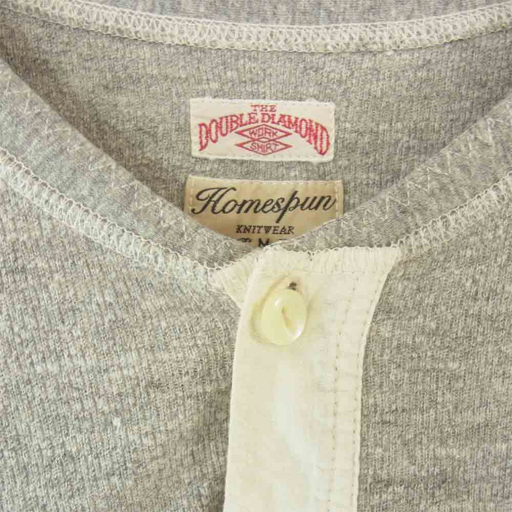 The REAL McCOY'S ザリアルマッコイズ DOUBLE DIAMOND ダブルダイヤモンド ヘンリーネック 長袖Ｔシャツ カットソー グレー系 M【中古】