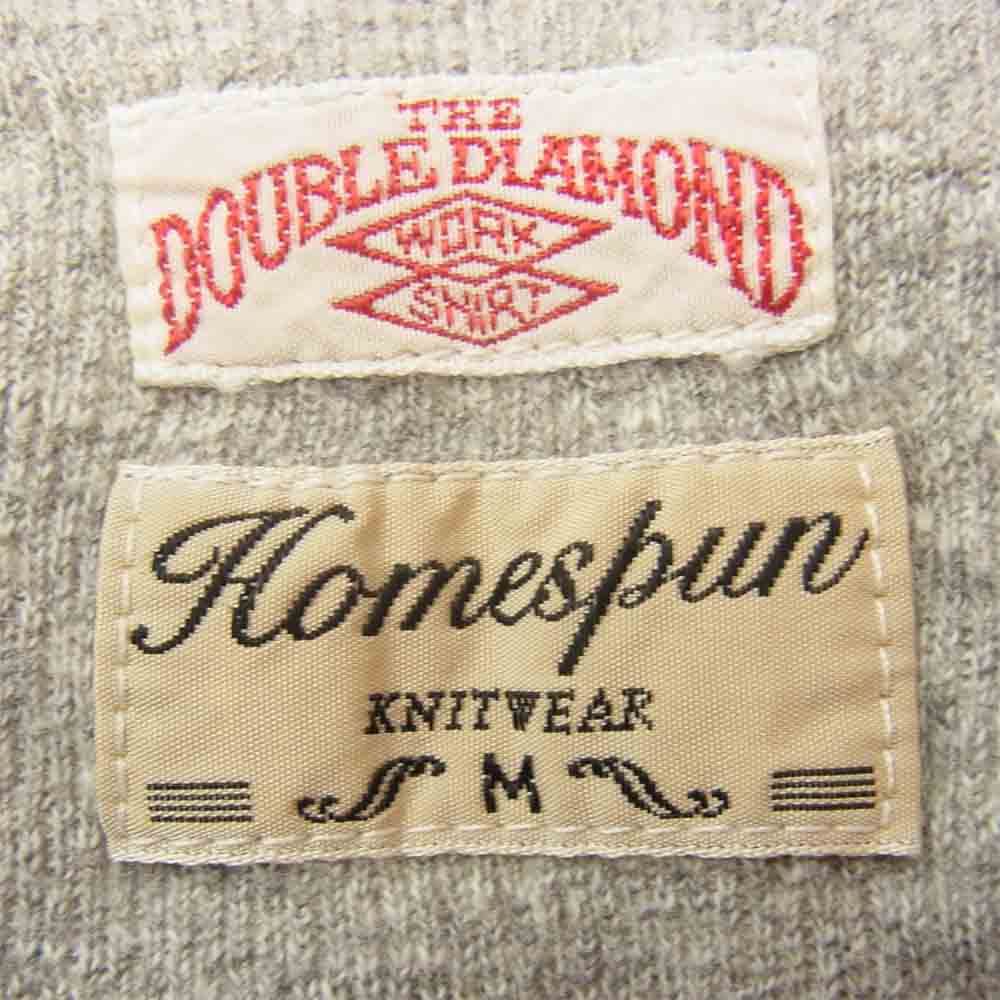 The REAL McCOY'S ザリアルマッコイズ DOUBLE DIAMOND ダブルダイヤモンド ヘンリーネック 長袖Ｔシャツ カットソー グレー系 M【中古】