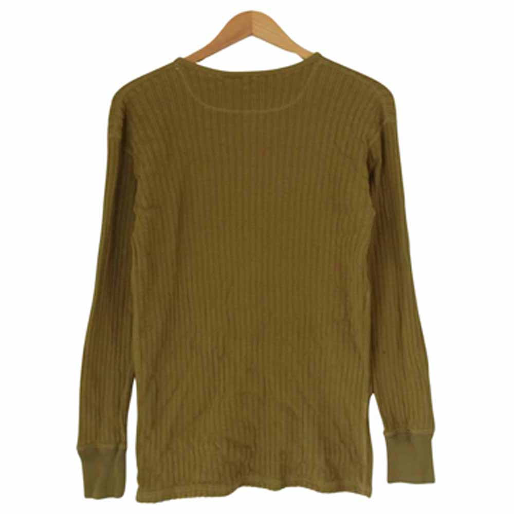 The REAL McCOY'S ザリアルマッコイズ DOUBLE DIAMOND ダブルダイヤモンド アイレット ヘンリーネック 長袖Ｔシャツ カットソー カーキ系 40【中古】
