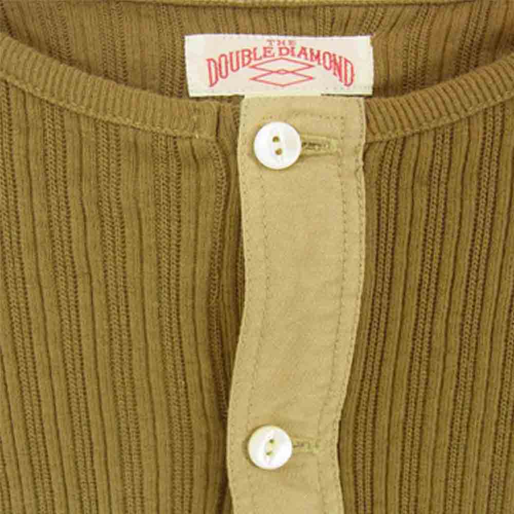 The REAL McCOY'S ザリアルマッコイズ DOUBLE DIAMOND ダブルダイヤモンド アイレット ヘンリーネック 長袖Ｔシャツ カットソー カーキ系 40【中古】