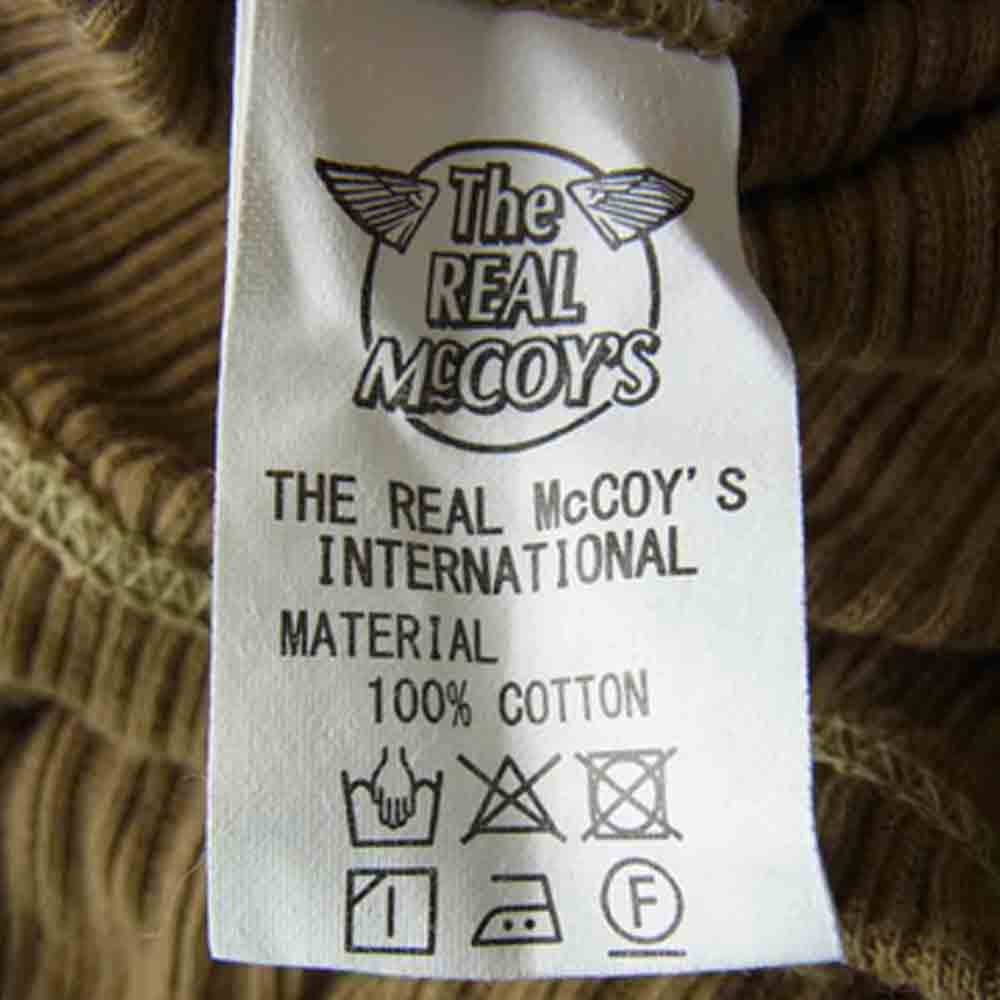 The REAL McCOY'S ザリアルマッコイズ DOUBLE DIAMOND ダブルダイヤモンド アイレット ヘンリーネック 長袖Ｔシャツ カットソー カーキ系 40【中古】