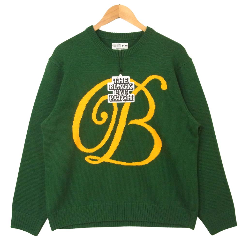 ブラックアイパッチ 21SS BEPSS21TP12 アクリルウール クルーネック ニット セーター グリーン系 M【新古品】【未使用】【中古】
