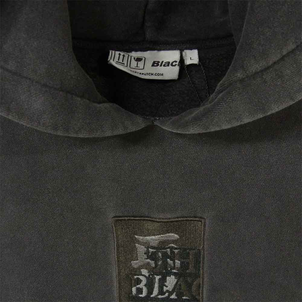 ブラックアイパッチ 20AW BEPFW20EI24 LABEL HOODED SWEATSHIRT 取扱注意プリント プルオーバー パーカー グレー系 L【新古品】【未使用】【中古】