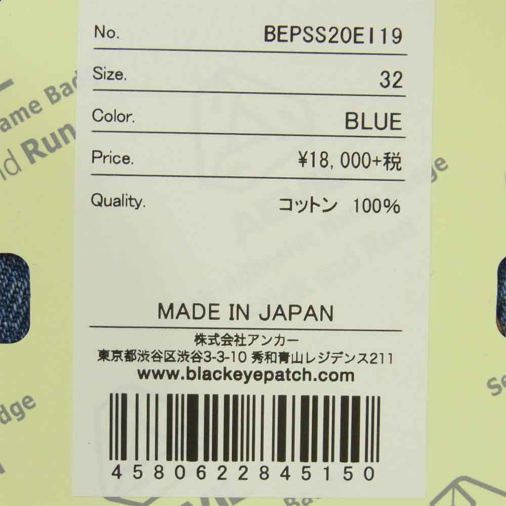 ブラックアイパッチ 20SS BEPSS20EI19 取扱注意 サイド刺繍 デニム ショート パンツ ブルー系 32【新古品】【未使用】【中古】