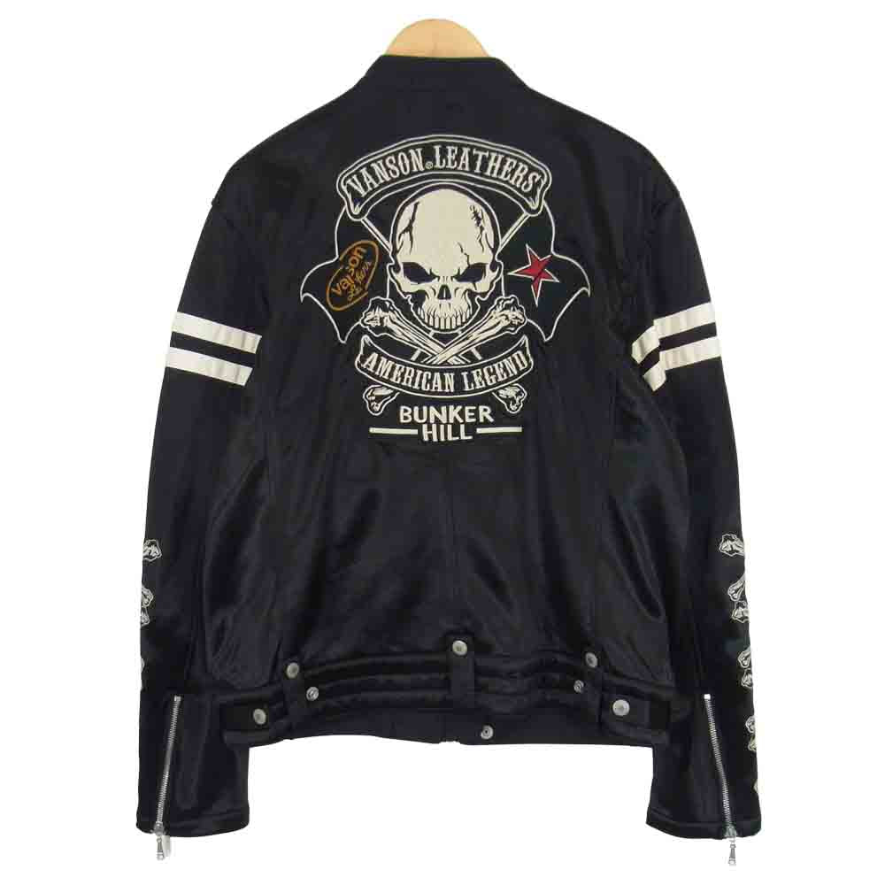 VANSON バンソン ナイロン シングル ライダース ジャケット ブラック系 XL【美品】【中古】