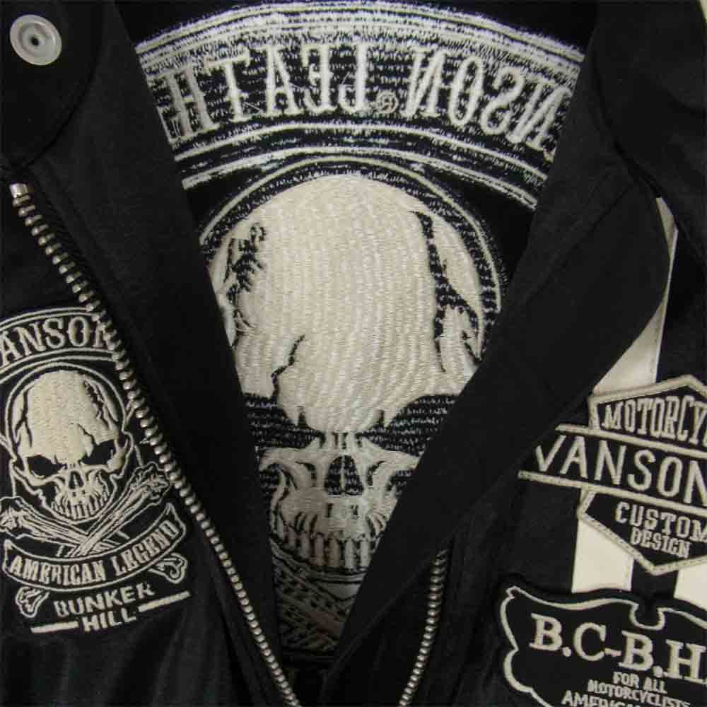 VANSON バンソン ナイロン シングル ライダース ジャケット ブラック系 XL【美品】【中古】