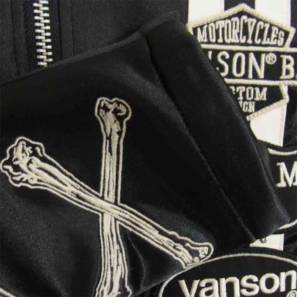 VANSON バンソン ナイロン シングル ライダース ジャケット ブラック系 XL【美品】【中古】