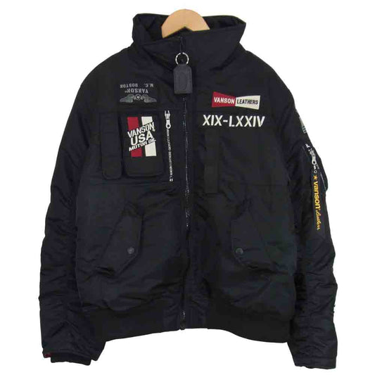VANSON バンソン ナイロン シンサレート 中綿 ジャケット ブラック系 XL【美品】【中古】