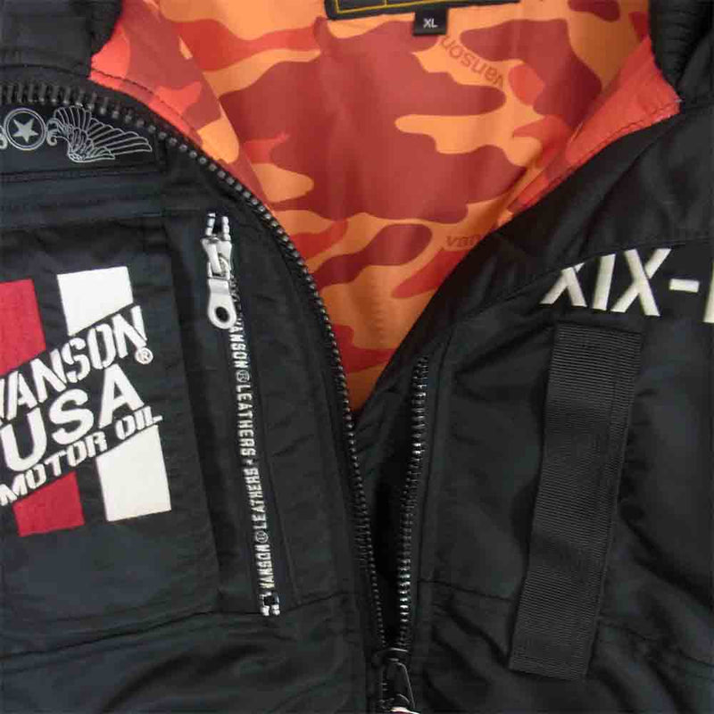 VANSON バンソン ナイロン シンサレート 中綿 ジャケット ブラック系 XL【美品】【中古】