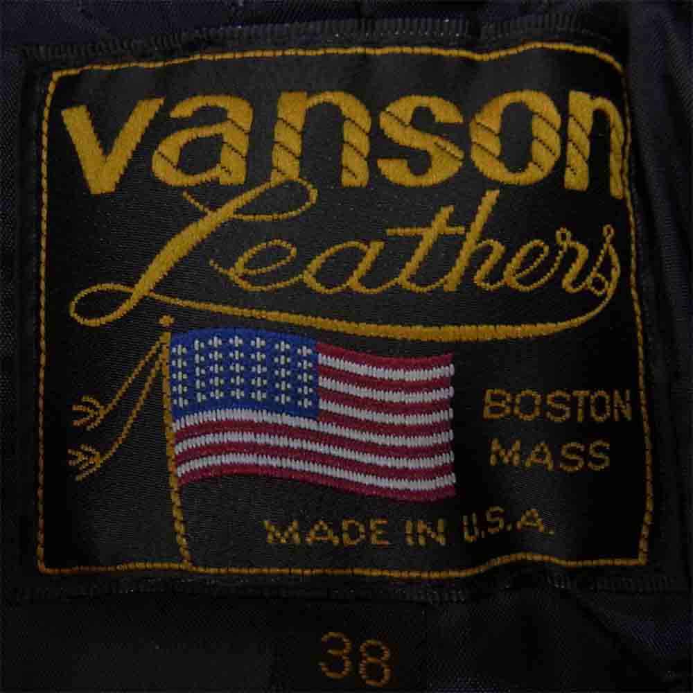 VANSON バンソン C2 レザー ダブル ライダース ジャケット ブラック系 38【美品】【中古】