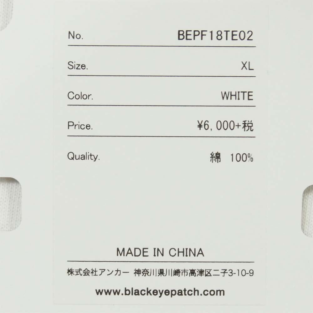 ブラックアイパッチ BEPF18TE02 STICKER LOGO TEE ロゴ 半袖 Tシャツ ホワイト系 XL【新古品】【未使用】【中古】