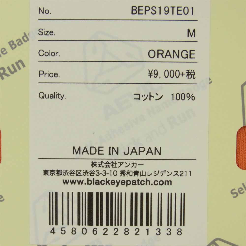 ブラックアイパッチ 19SS BEPS19TE01 EMBLEM L/S TEE エンブレム 長袖 Tシャツ オレンジ系 M【新古品】【未使用】【中古】