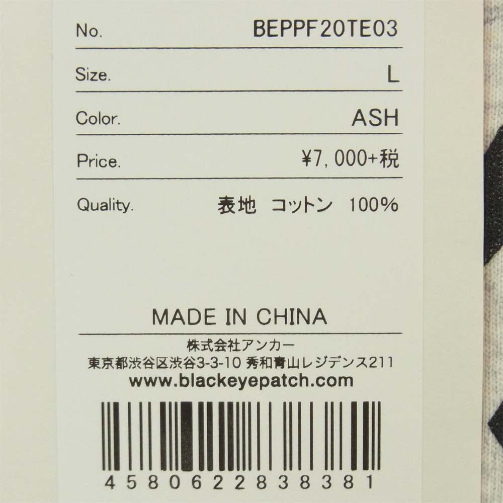 ブラックアイパッチ BEPPF20TE03 CHILDREN AT PLAY TEE プリント 半袖 Tシャツ ライトグレー系 L【新古品】【未使用】【中古】