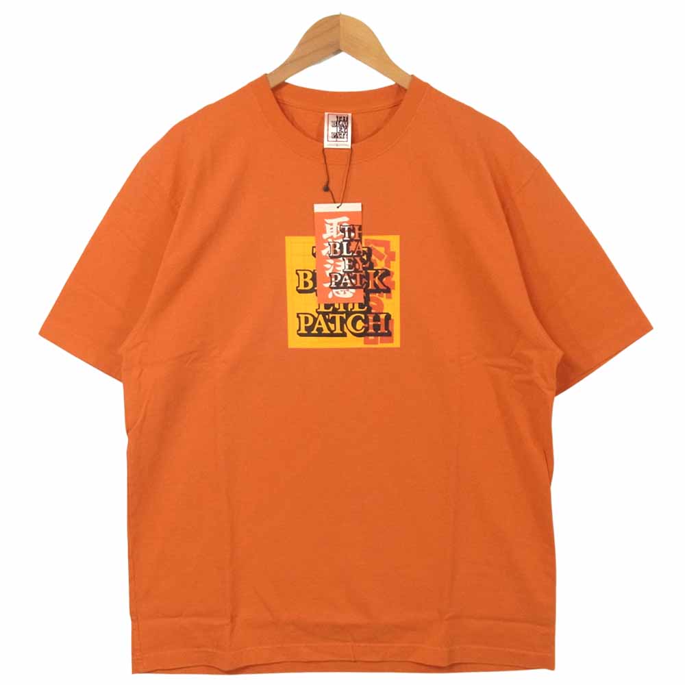 ブラックアイパッチ 20SS BEPCS20TE01 AS ADVERTISED LABEL TEE ラベル プリント 半袖 Tシャツ オレンジ系 L【新古品】【未使用】【中古】