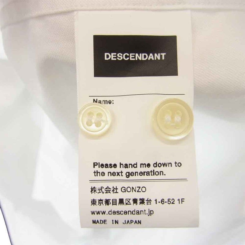 DESCENDANT ディセンダント 21SS 211TQDS-SHM02 LB BD SHIRT シャツ オフホワイト系 2【中古】