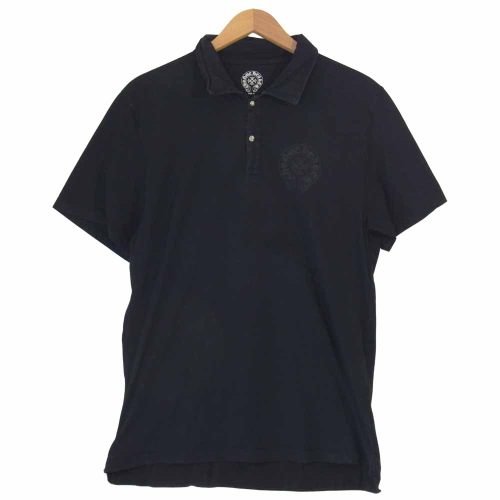 CHROME HEARTS クロムハーツ（原本無） クロスボールボタン ホースシュープリント ポロシャツ ブラック系 M【中古】