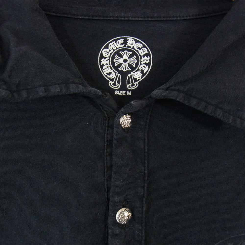 CHROME HEARTS クロムハーツ（原本無） クロスボールボタン ホースシュープリント ポロシャツ ブラック系 M【中古】