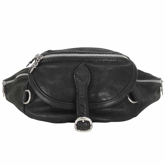 CHROME HEARTS クロムハーツ（原本無） デストロイレザー スナットパック ウエストポーチ ブラック系【中古】