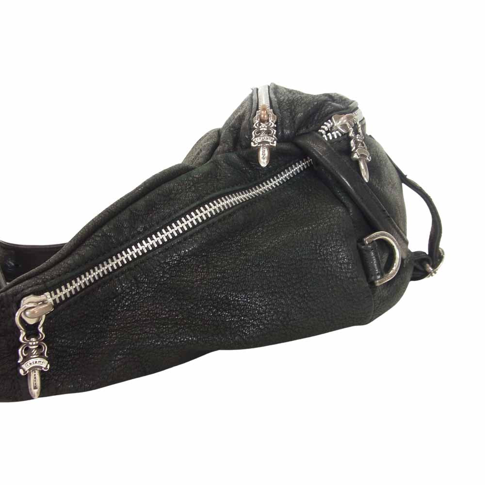 CHROME HEARTS クロムハーツ（原本無） デストロイレザー スナットパック ウエストポーチ ブラック系【中古】