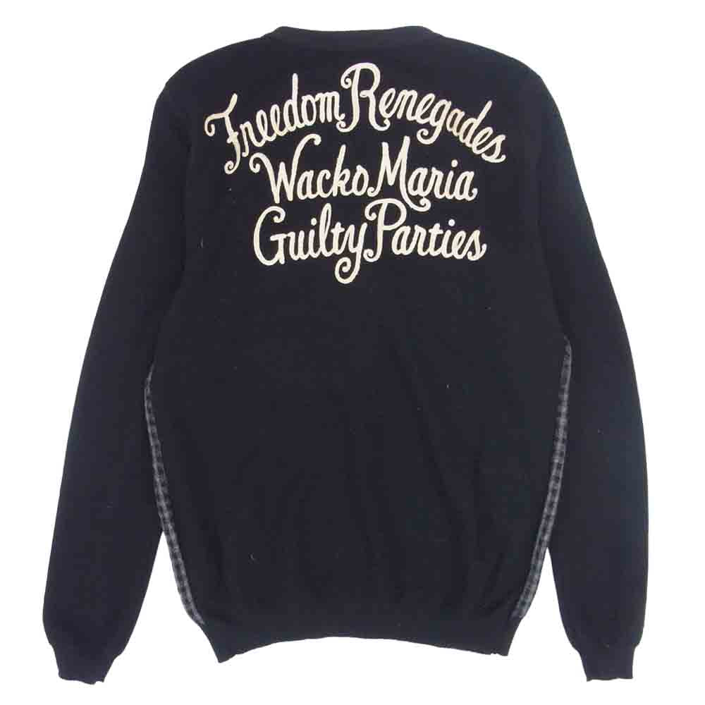 WACKO MARIA ワコマリア 背面ロゴ ウール ニット カーディガン ブラック系 グレー系 S【中古】