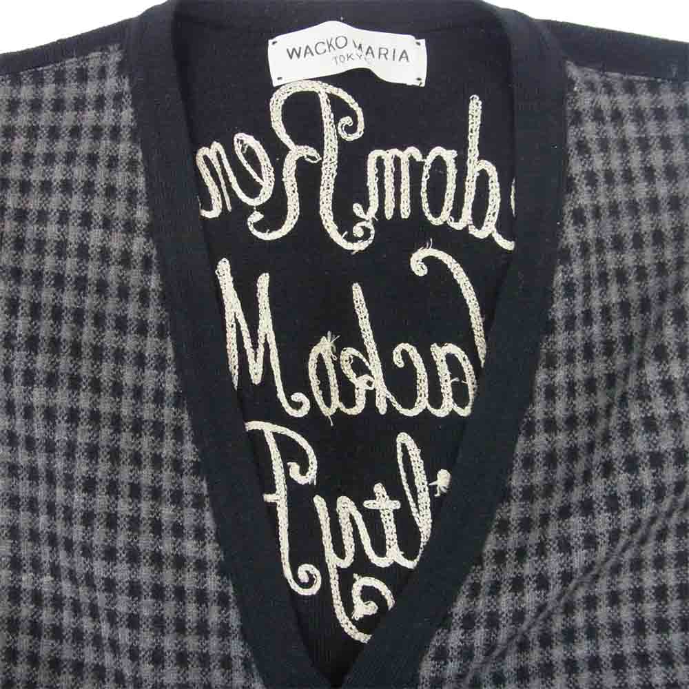 WACKO MARIA ワコマリア 背面ロゴ ウール ニット カーディガン ブラック系 グレー系 S【中古】