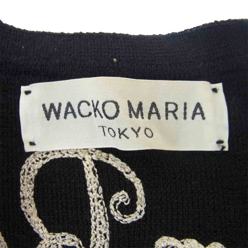 WACKO MARIA ワコマリア 背面ロゴ ウール ニット カーディガン ブラック系 グレー系 S【中古】