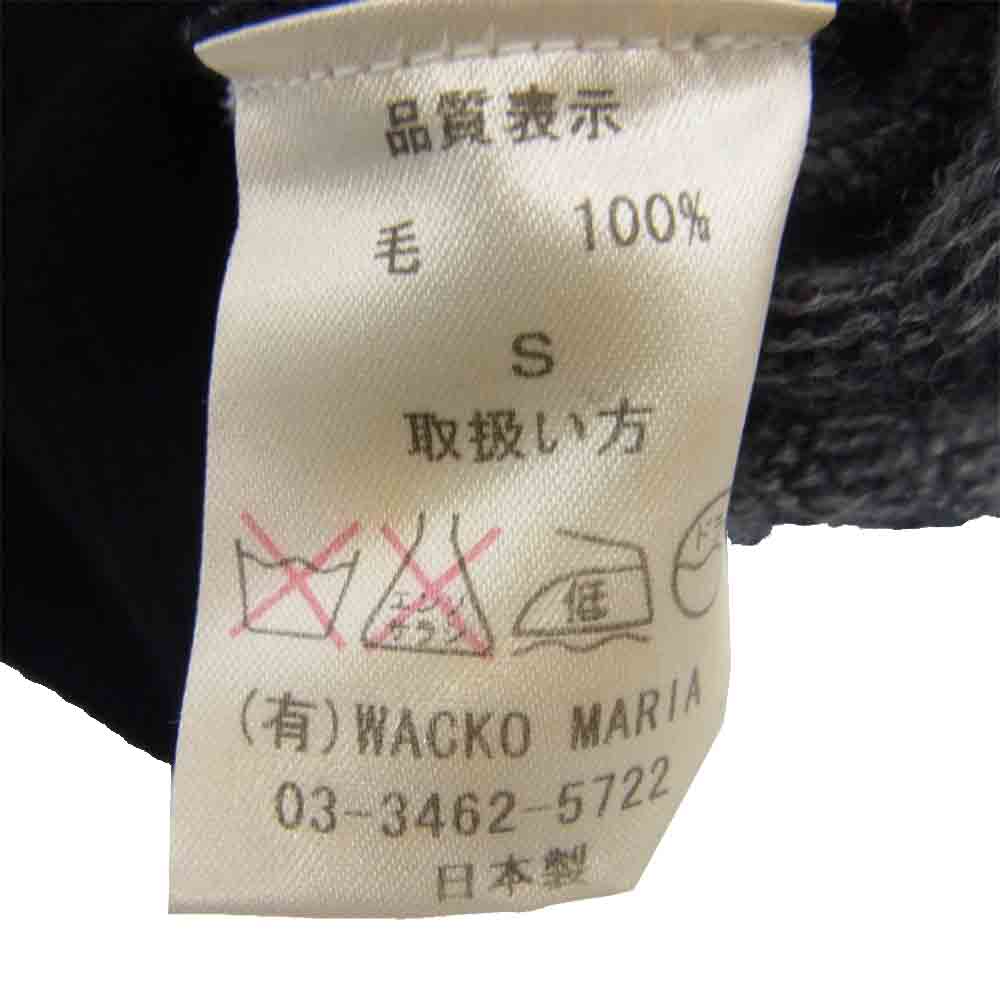 WACKO MARIA ワコマリア 背面ロゴ ウール ニット カーディガン ブラック系 グレー系 S【中古】