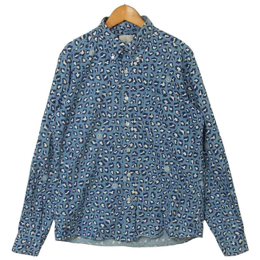 uniform experiment ユニフォームエクスペリメント UE-140058 レオバード 長袖 コットン シャツ ライトブルー系 2【中古】