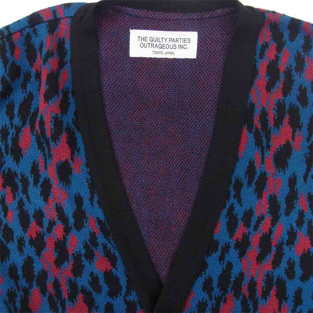 WACKO MARIA ワコマリア 13SS 13SS-KNT-03 シルク レオパード カーディガン ブルー系 レッド系 S【中古】