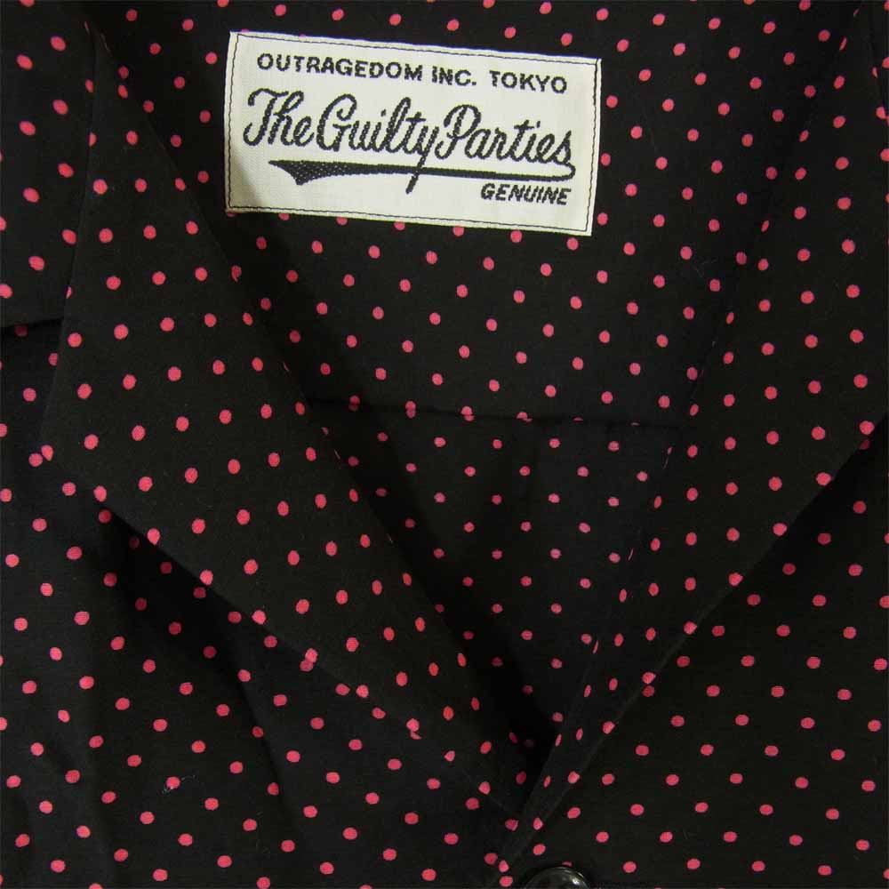 WACKO MARIA ワコマリア 12AW 12AW-DOTS-SHI-01 シルク オープンカラー ドット シャツ 黒×ピンク S【中古】