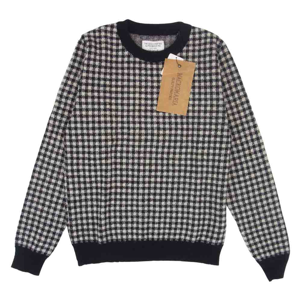 WACKO MARIA ワコマリア 14AW 14AW-KNT-16 ギンガムチェック モヘア セーター ブラック系 オフホワイト系 M【新古品】【未使用】【中古】