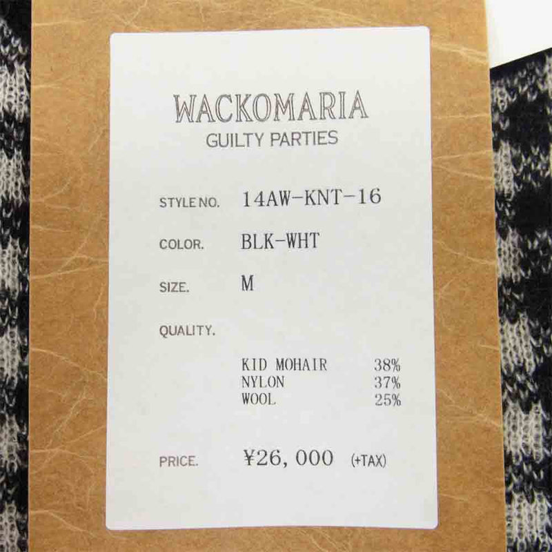 WACKO MARIA ワコマリア 14AW 14AW-KNT-16 ギンガムチェック モヘア セーター ブラック系 オフホワイト系 M【新古品】【未使用】【中古】