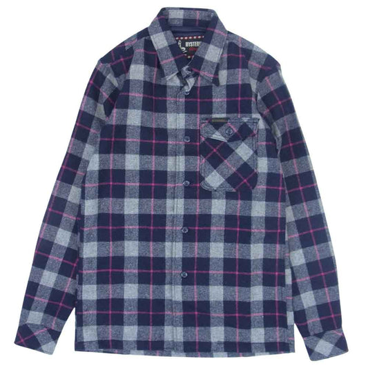 HYSTERIC GLAMOUR ヒステリックグラマー 0224AH06 ウール ネルシャツ ネイビー系 S【中古】