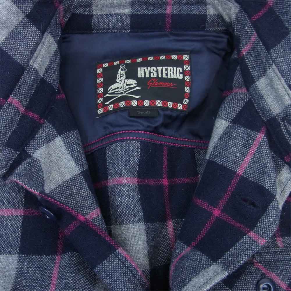 HYSTERIC GLAMOUR ヒステリックグラマー 0224AH06 ウール ネルシャツ ネイビー系 S【中古】
