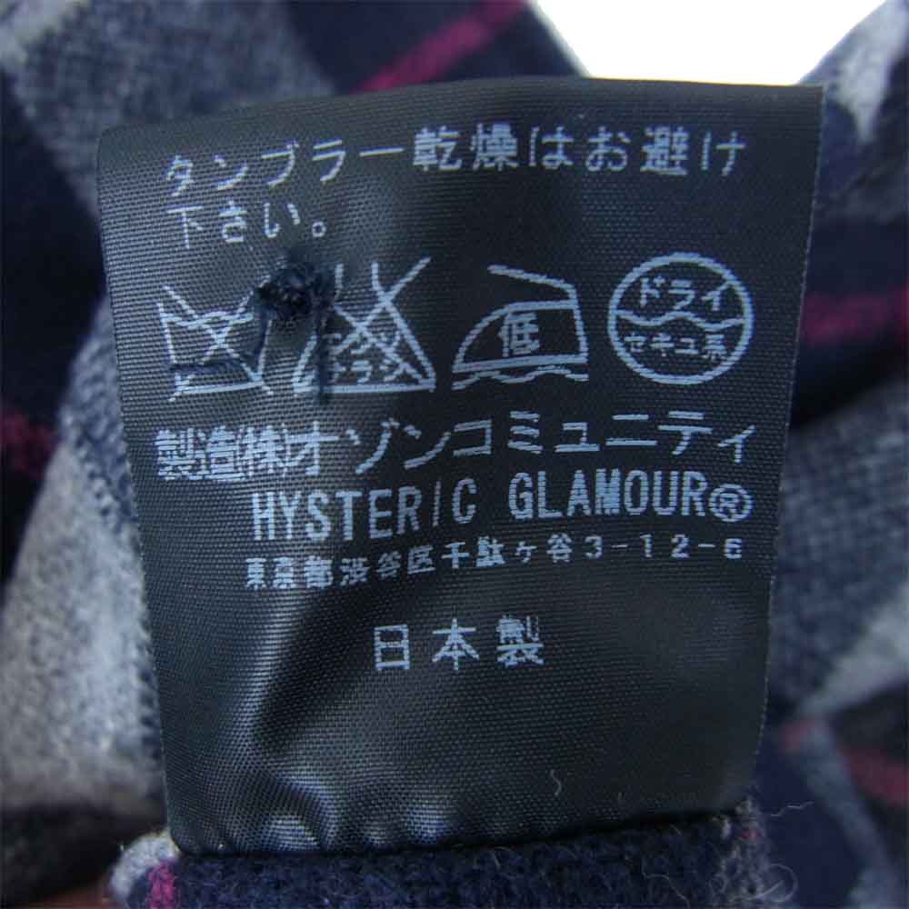 HYSTERIC GLAMOUR ヒステリックグラマー 0224AH06 ウール ネルシャツ ネイビー系 S【中古】