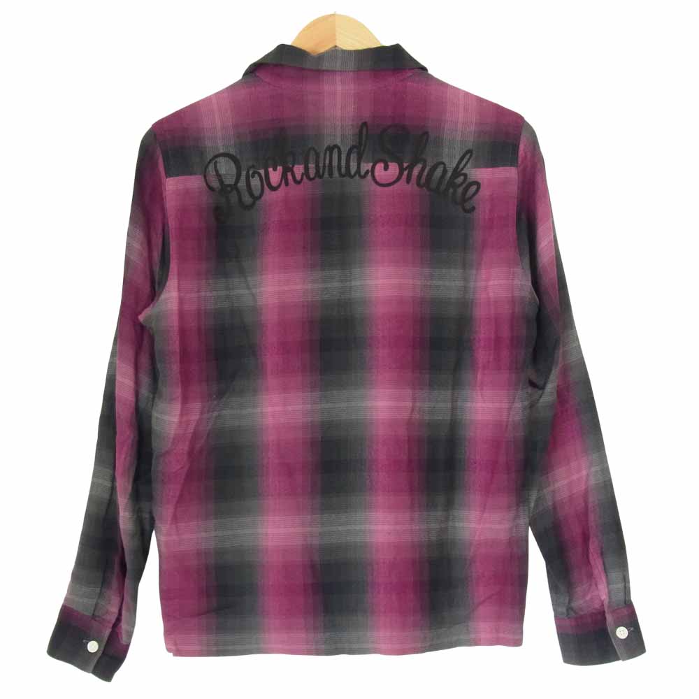 WACKO MARIA ワコマリア 10AW 10AW-SHI-08 レーヨン オンブレチェック 長袖シャツ 紫×黒 S【中古】
