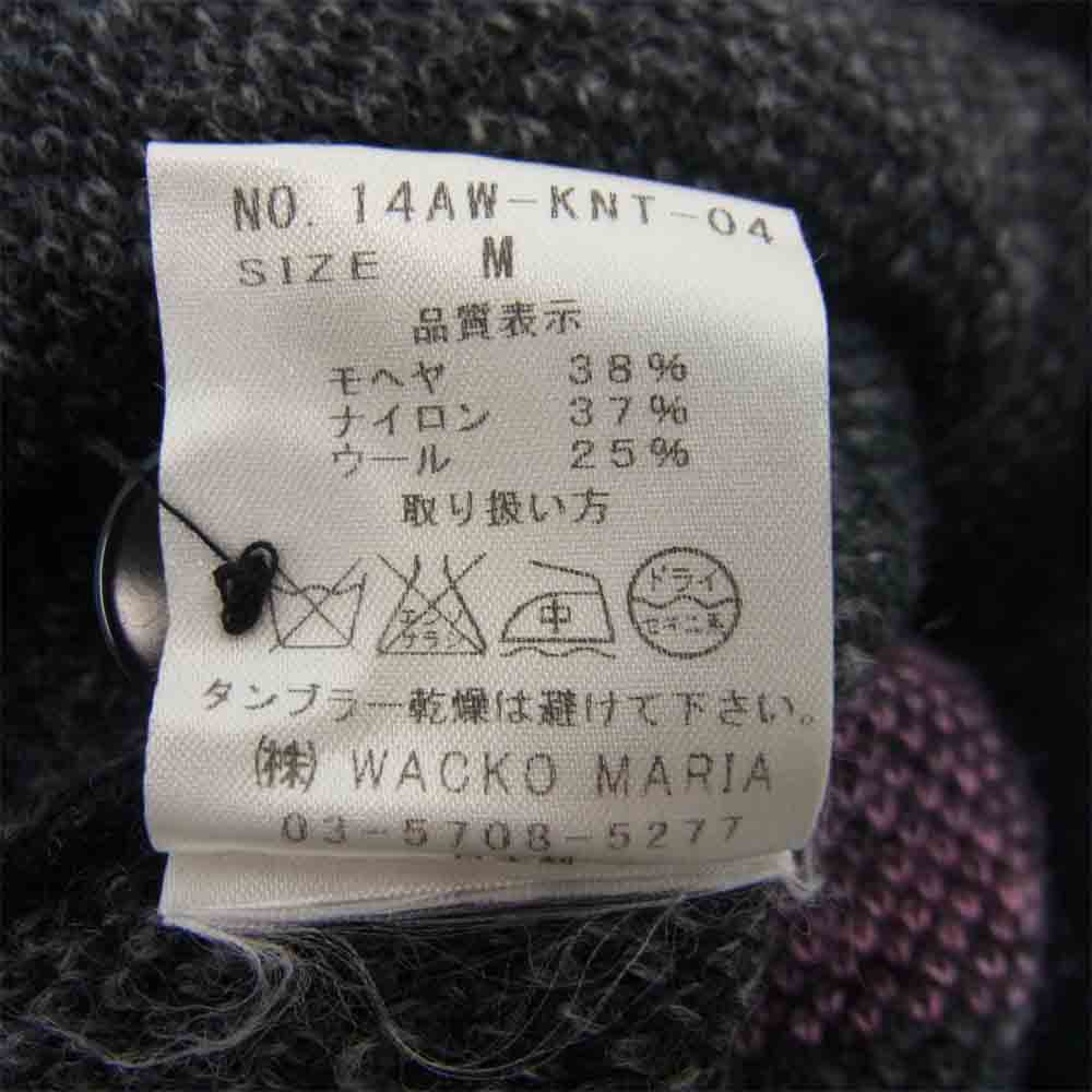 WACKO MARIA ワコマリア 14AW 14AW-KNT-04 アーガイル柄 モヘアカーディガン ブラック系 ピンク系 M【中古】