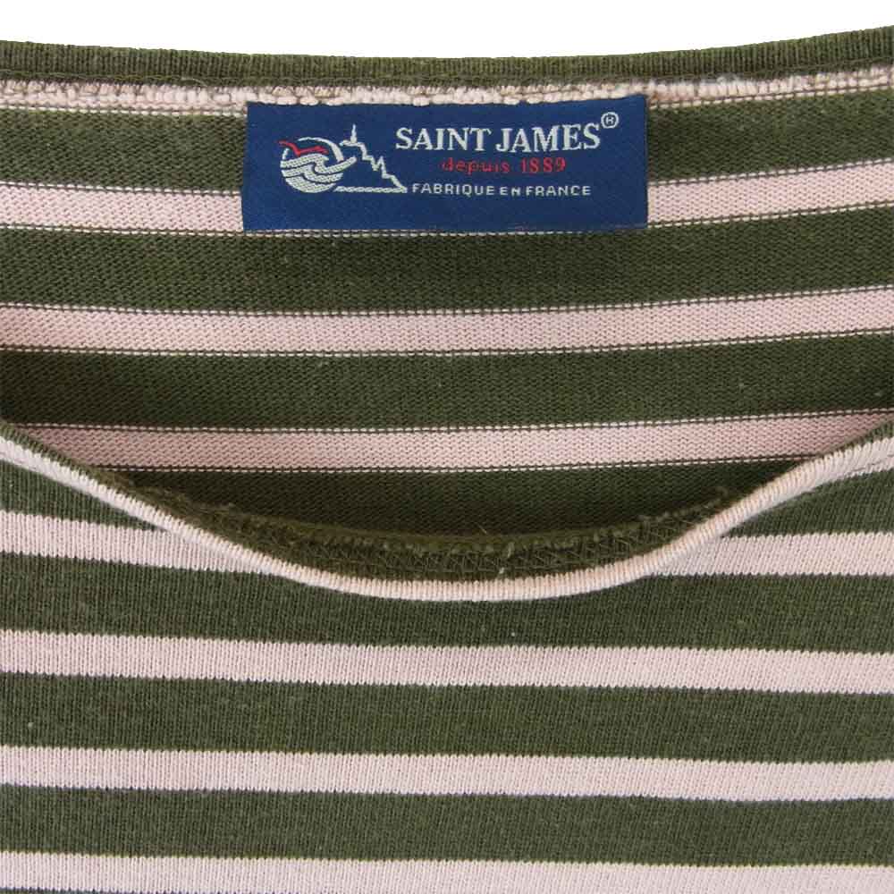 SAINT JAMES セントジェームス OUESSANT BORDER ウエッソン ボーダー カーキ×ピンク 40【中古】