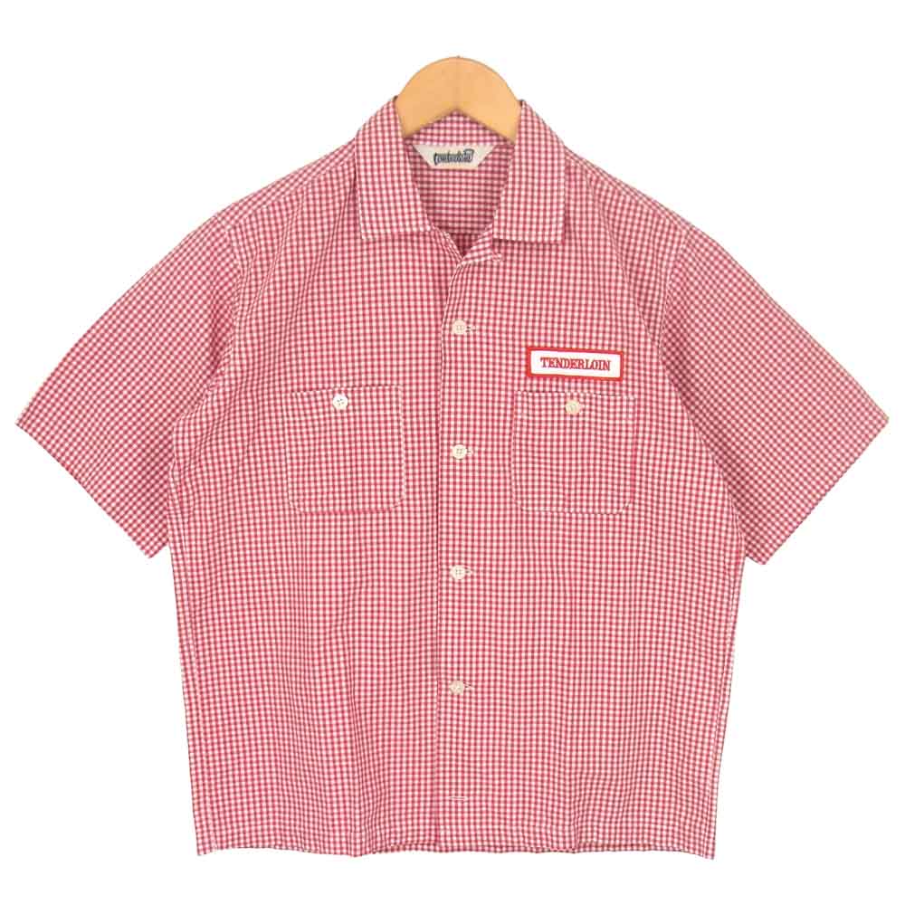 TENDERLOIN テンダーロイン チェック オープンカラー 半袖シャツ レッド系 S【中古】