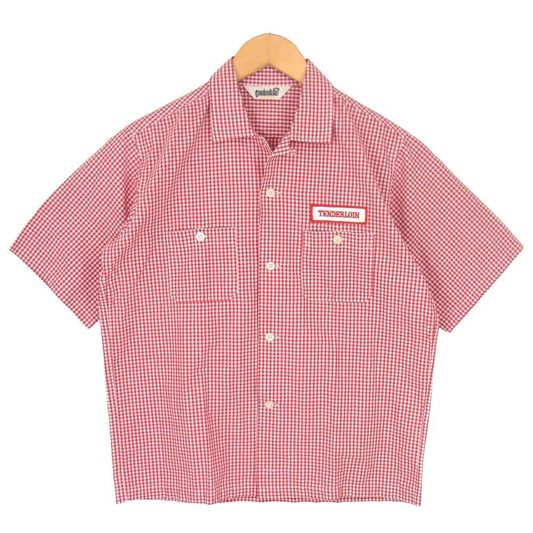TENDERLOIN テンダーロイン チェック オープンカラー 半袖シャツ レッド系 S【中古】