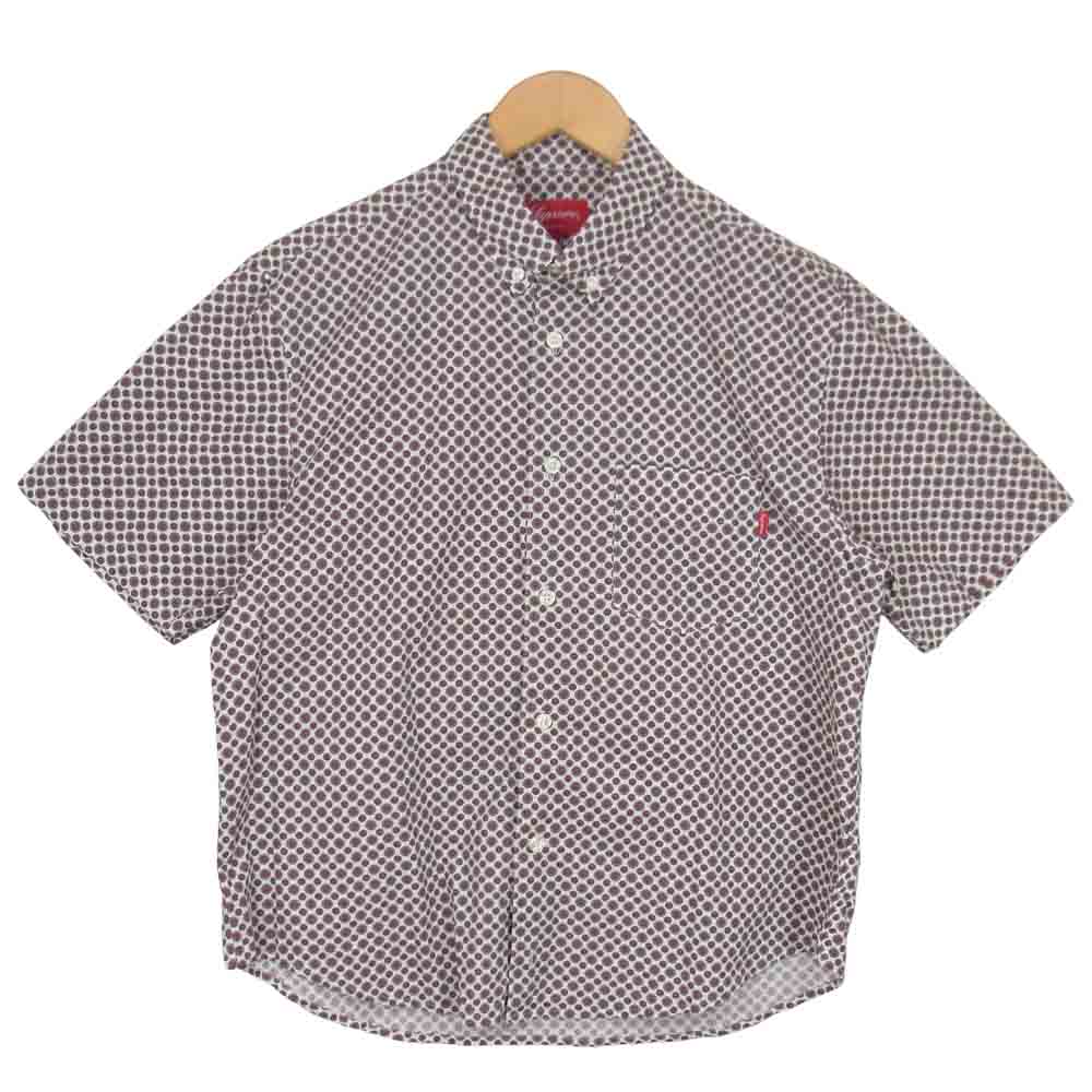 Supreme シュプリーム 15SS foulard shit 小紋柄 半袖 シャツ レッド系 M【中古】