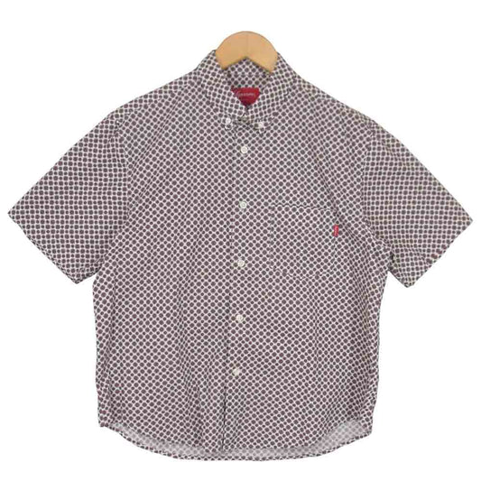 Supreme シュプリーム 15SS foulard shit 小紋柄 半袖 シャツ レッド系 M【中古】